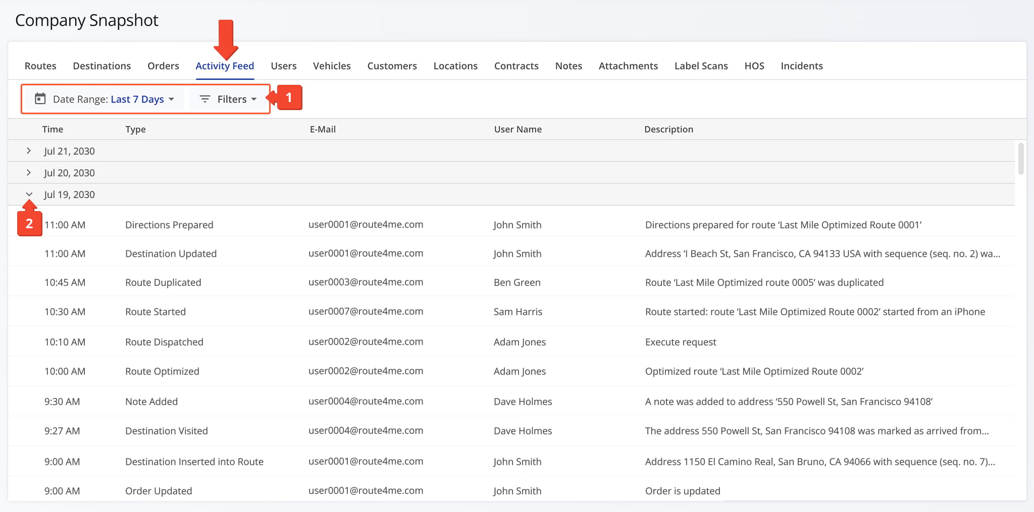 The Activity Feed Tab gives you a chronological log of activity across your company.