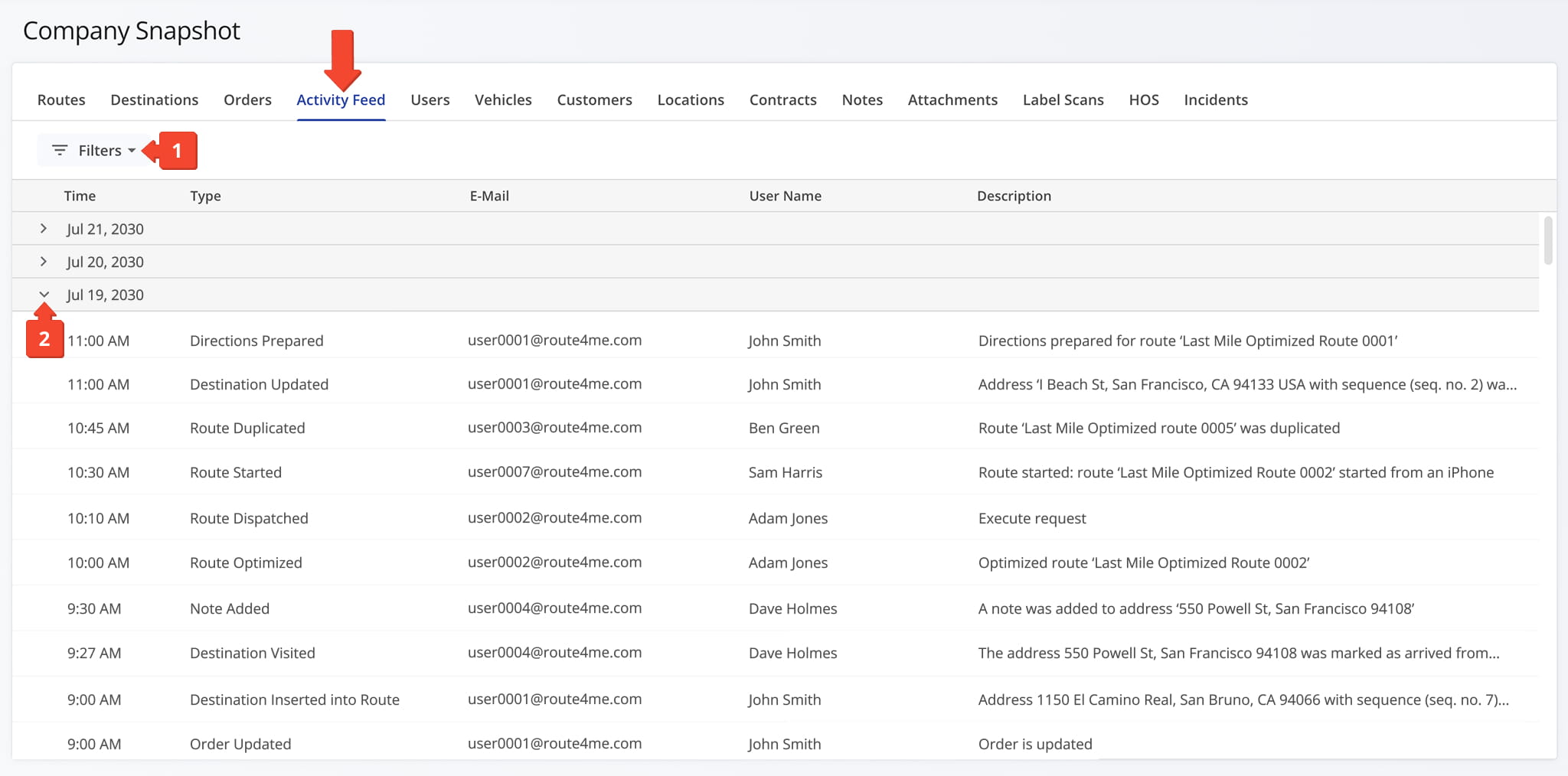 The Activity Feed Tab gives you a chronological log of activity across your company.