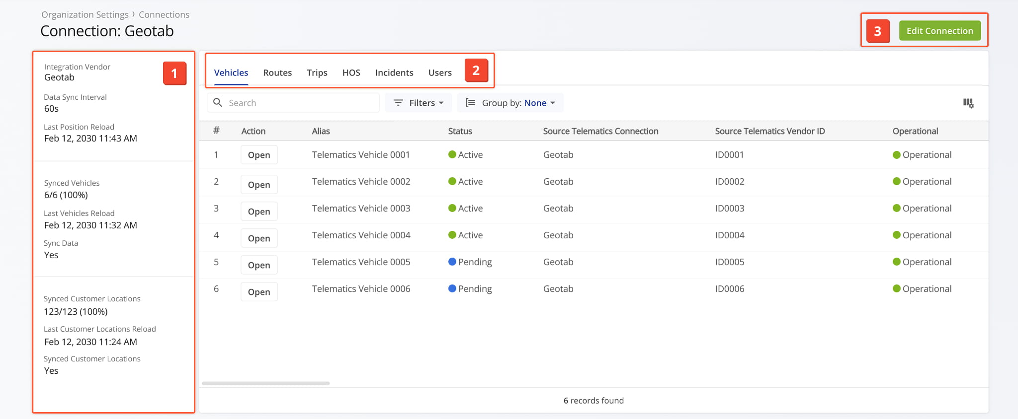 You can edit Telematics Connections directly from the Telematics Snapshot. Just click the