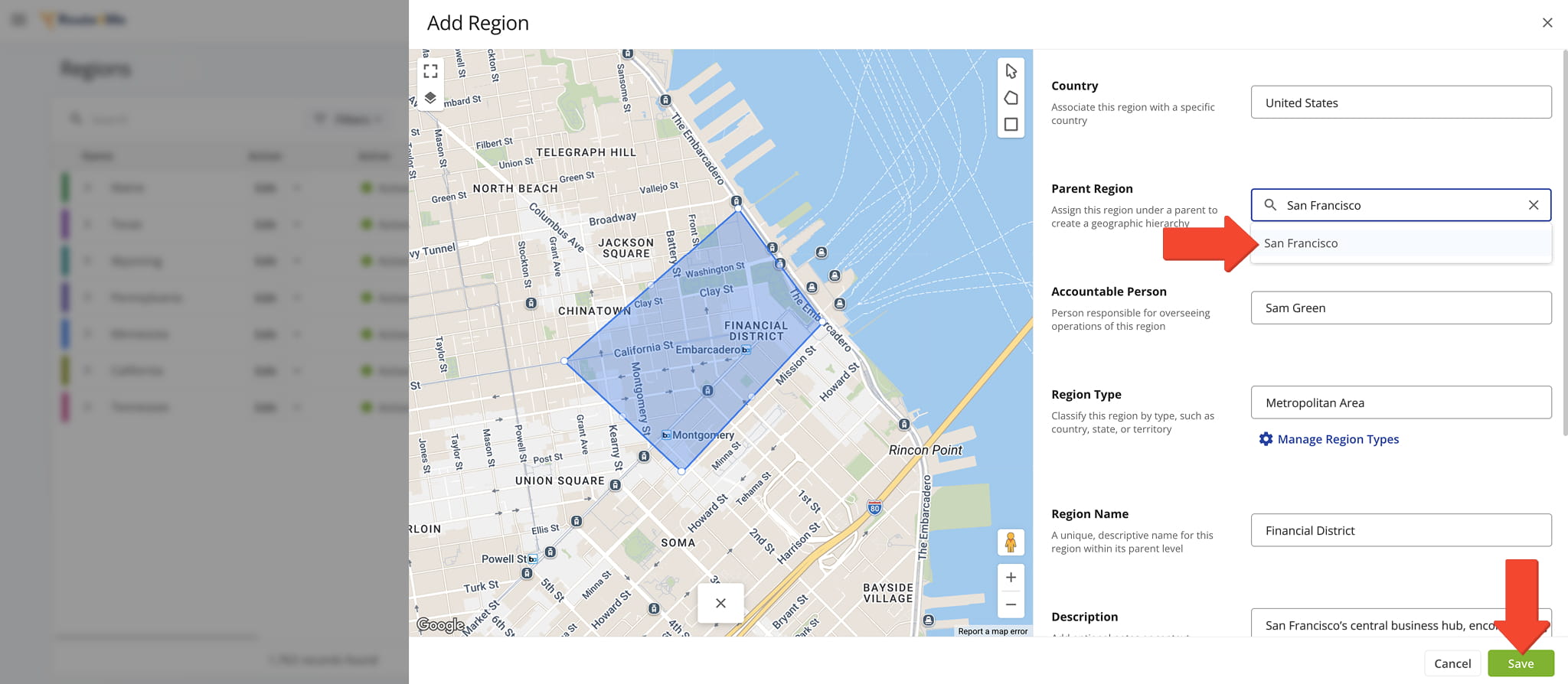 Create nested Sub-Regions to support highly detailed territory structures.