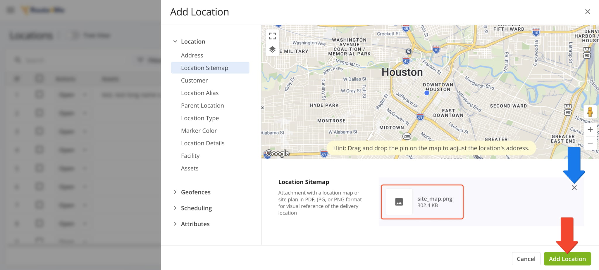 Uploaded location sitemap file.