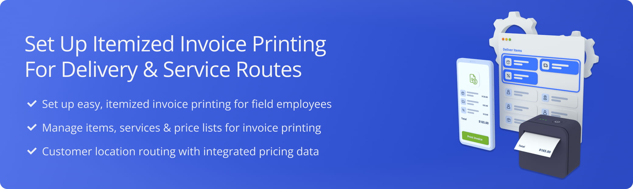 Set up invoice printing for delivery drivers and field teams using enterprise resource planning tools like the Item & Service Master and Price List on your Route4Me account.