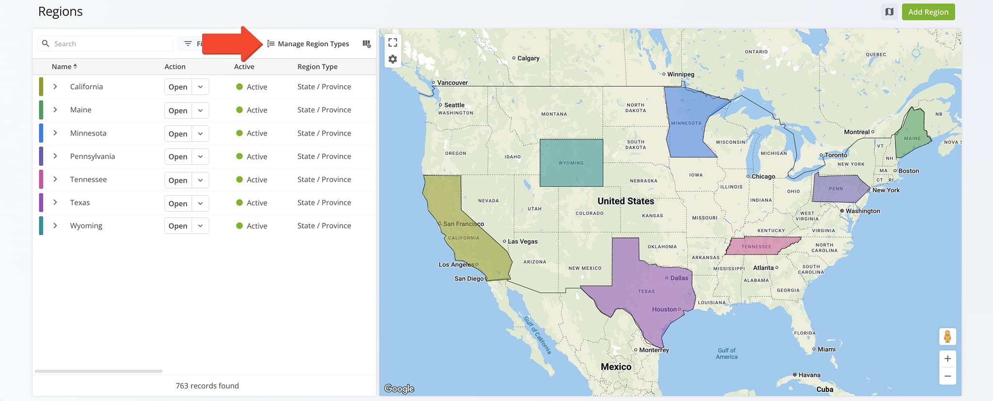 Learn how to access the Add Region Type editor to create custom Region Types for your Regions Database.