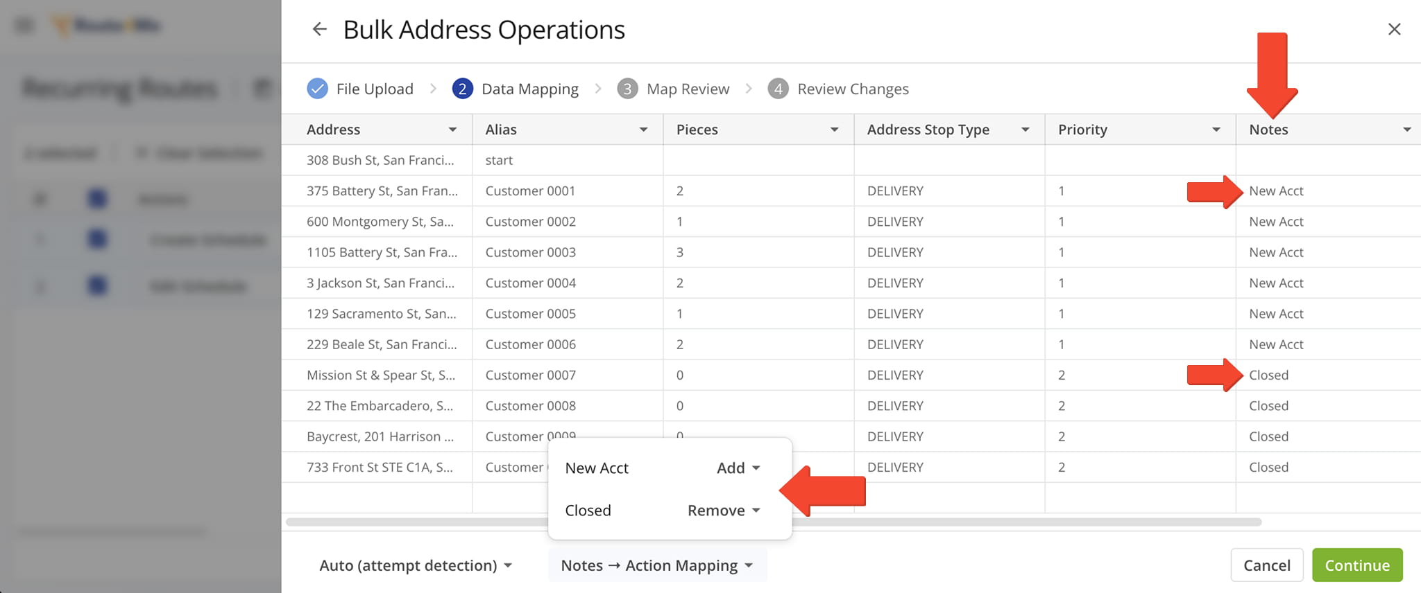 Learn how to prepare and map address data for bulk updates.