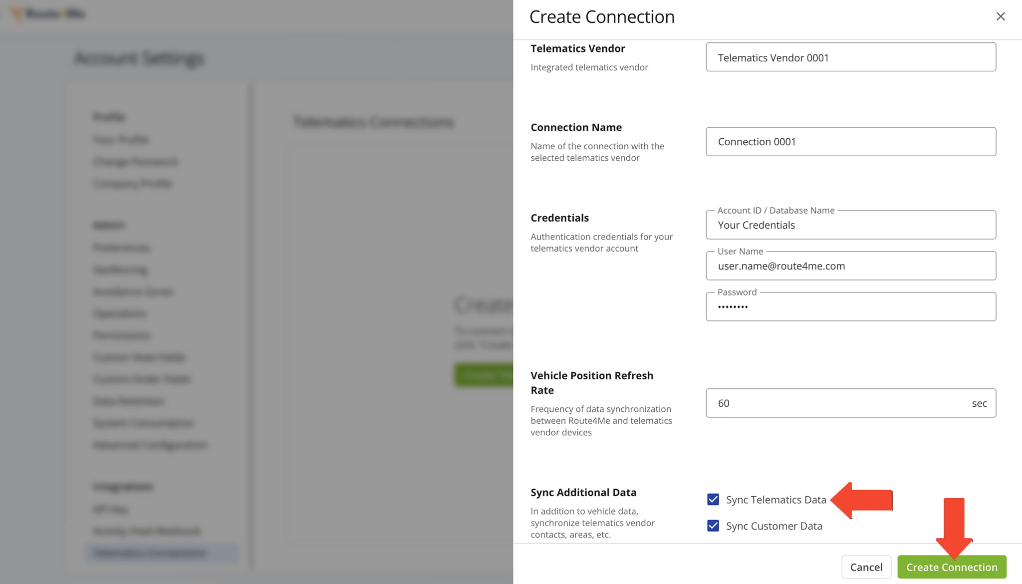 After connecting a supported vendor Route4Me imports HoS records automatically.