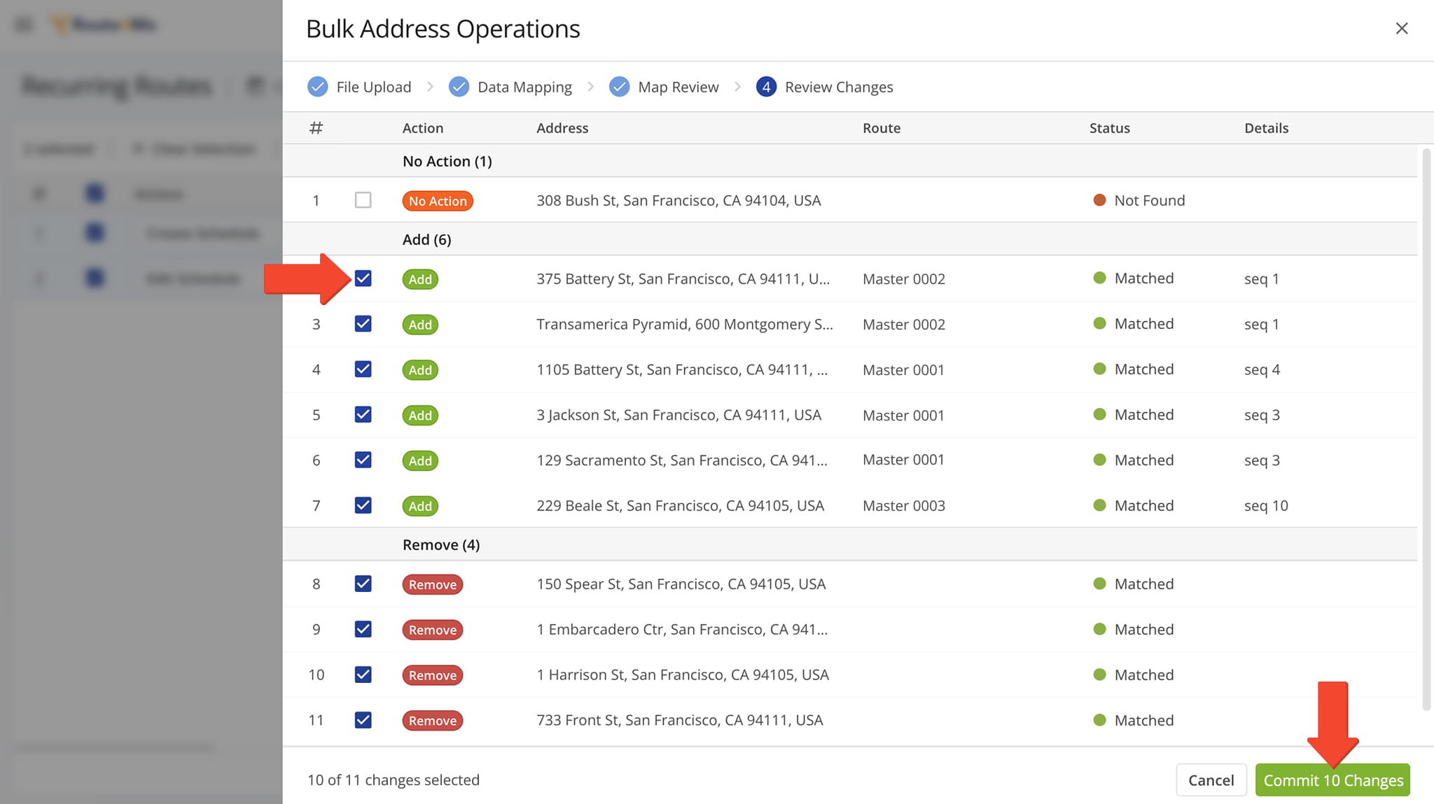 Finalize your selections and apply the bulk address changes.