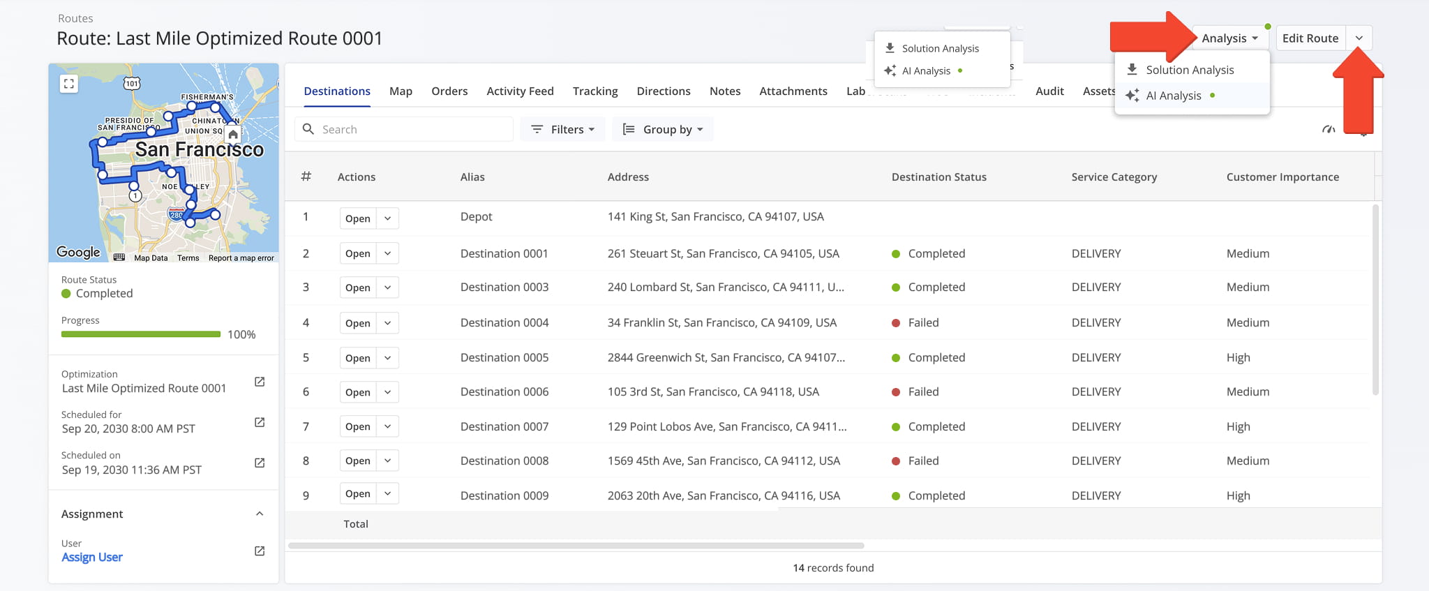 You can access the AI-generated report from the Route Snapshot.