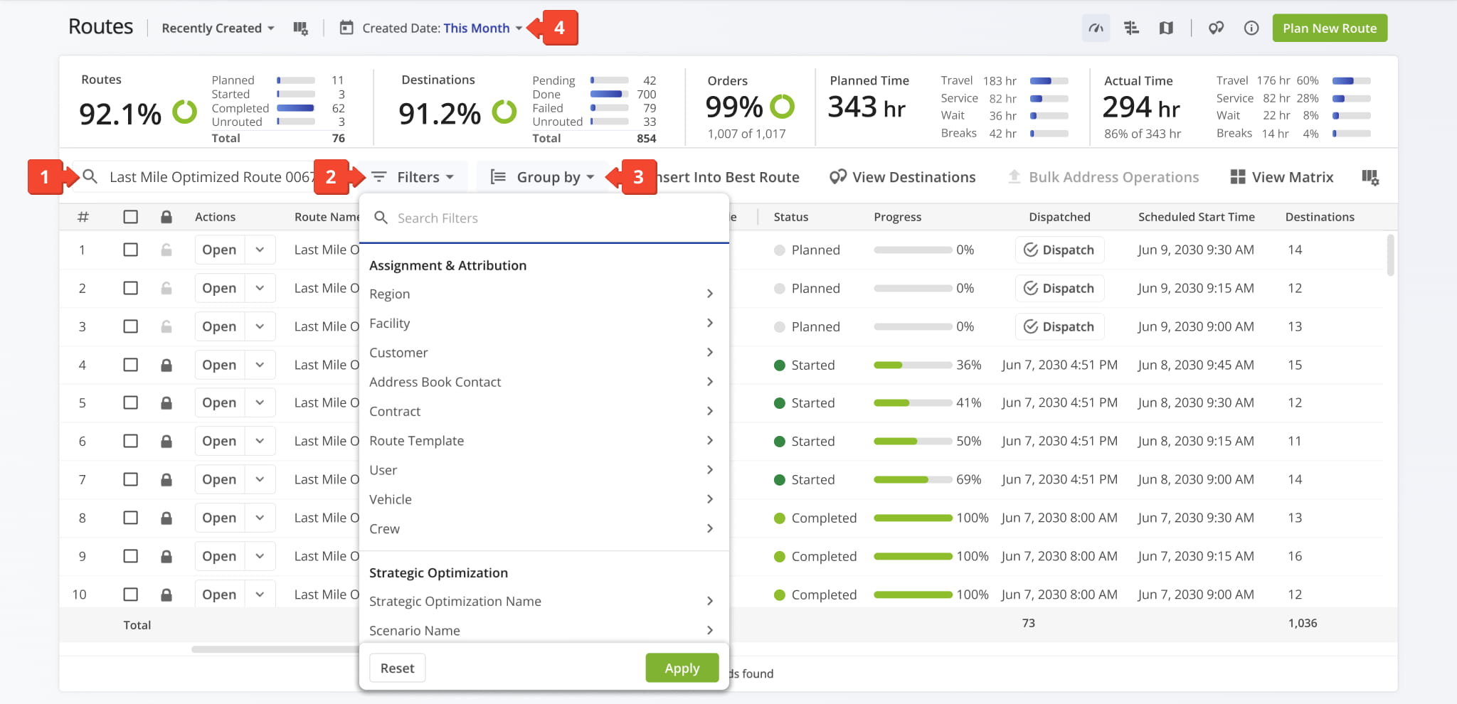 From your Routes List, view all Recurring Routes or search by Master Route name to find a specific one.