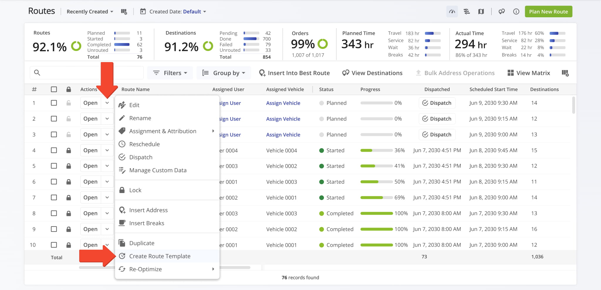 To create a Recurring Schedule, you need a Master Route to use as a template. You can plan a new route or use an existing one as a Master Route.